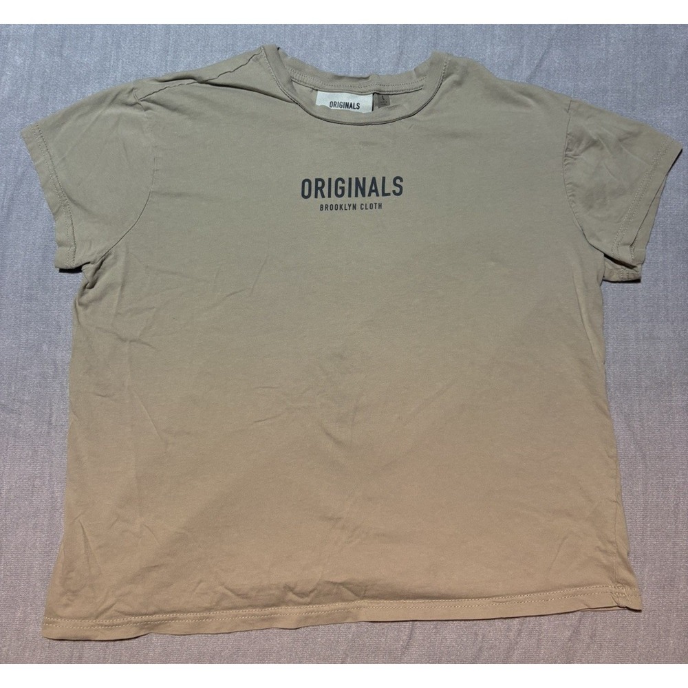 Originals Brooklyn Cloth Ribbed Tee Beige Short Sleeve Large Women's